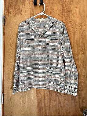 Marni for H&M Silk Shirt in Cream & Blue Size Medium